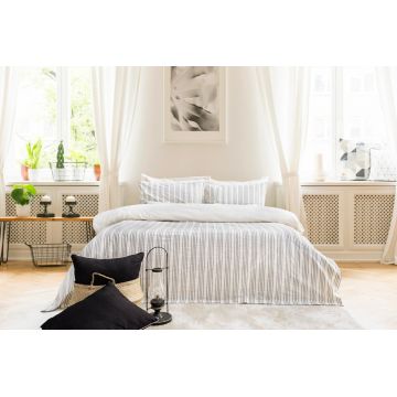 Lenjerie de pat dubla, L'essentiel Maison, Notta, Bumbac, Antracit