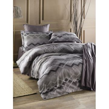 Lenjerie de pat dubla, L'essentiel Maison, Onzino, Gri / Alb / Negru