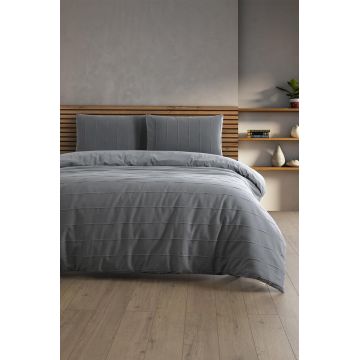 Lenjerie de pat dubla, L'essentiel Maison, Sedef, Bumbac, Antracit