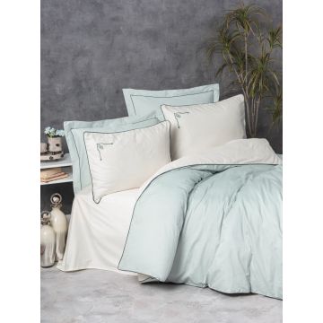 Lenjerie de pat dublu, Bumbac 100% Satinat Model Vanko Mint