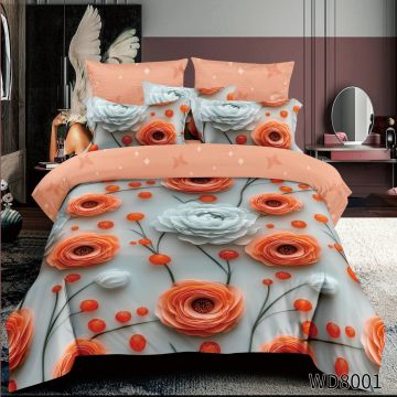 Lenjerie de pat Finet 5D Digital Print cu elastic – 4 piese, Garden Bloom