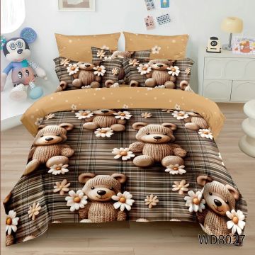 Lenjerie de pat Finet 5D Digital Print cu elastic – 4 piese, Honey Bear Meadow