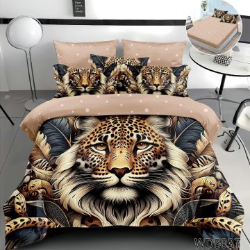 Lenjerie de pat Finet 5D Digital Print cu elastic – 4 piese, Majestic Leopard Spirit