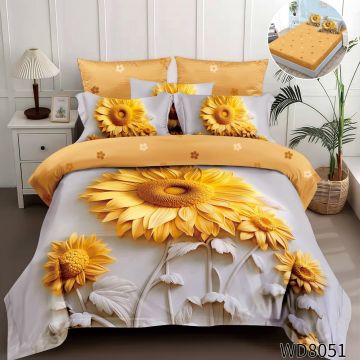 Lenjerie de pat Finet 5D Digital Print cu elastic – 4 piese, Sunflower Harmony