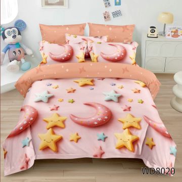 Lenjerie de pat FINET 5D Digital Print cu elastic – 4 piese, Sweet Moon