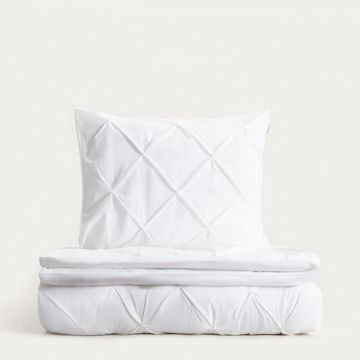 Lenjerie de pat King Size, Aurea, Homla, 200x220 cm, 3 piese, bumbac, alb