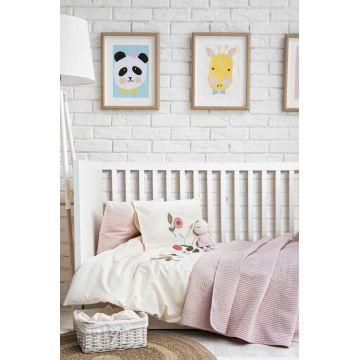 Lenjerie de pat pentru copii, L'essentiel Maison, Flower Garden, Bumbac, Roz pudra