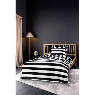 Lenjerie de pat pentru o persoana, L'essentiel Maison, Code, Bumbac Ranforce, Negru