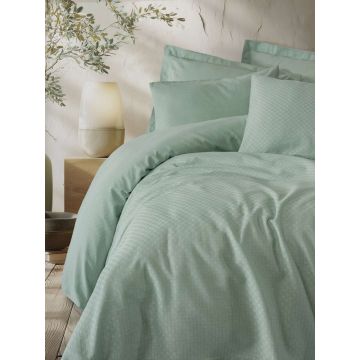 Lenjerie de pat pentru o persoana, L'essentiel Maison, Plaid, Bumbac Ranforce, Salvie
