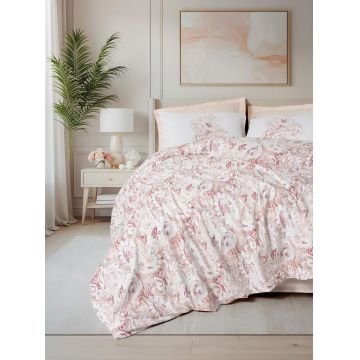 Lenjerie de pat pentru o persoana, L'essentiel Maison, Serava, Bumbac Ranforce , Roz somon