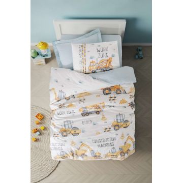 Lenjerie de pat pentru o persoana Young, L'essentiel Maison, Buildo, Bumbac Ranforce, Albastru