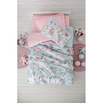 Lenjerie de pat pentru o persoana Young, L'essentiel Maison, Twinka, Bumbac Ranforce, Roz