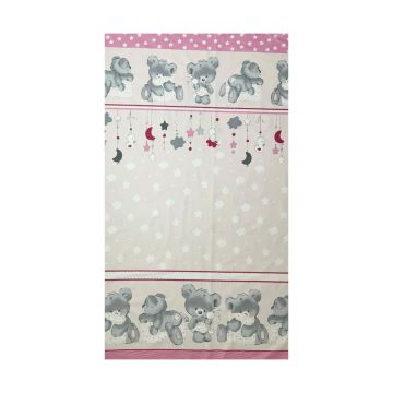 Lenjerie din bumbac cu 3 piese 120x60 cm fete de schimb Beberoyal BearsRabbit Roz