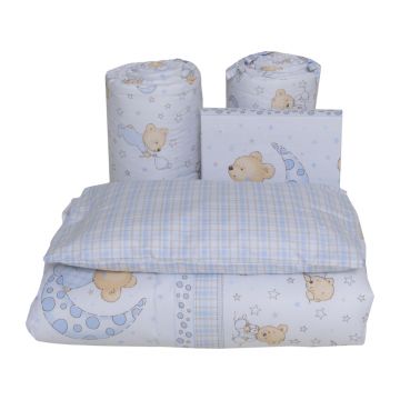 Lenjerie din bumbac cu 6 piese pentru saltea 120x60 cm Beberoyal Bear Dreams Alb