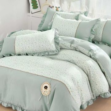 Lenjerie Finet cu Broderie si Volanase, 4 Piese Melor Aqua