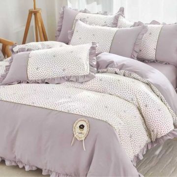 Lenjerie Finet cu Broderie si Volanase, 4 Piese Melor Lavender