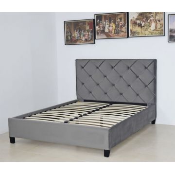 Pat Hypnotic, 180 x 200 cm, tapitat catifea gri, somiera inclusa