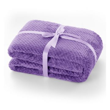 Pătură din microfibră DecoKing Henry, 70 x 150 cm, mov