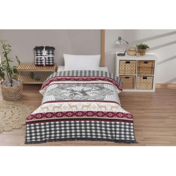 Patura Double, L'essentiel Maison, Adali, 60% bumbac/30% acril/10% poliester, Red / White / Dark Blue