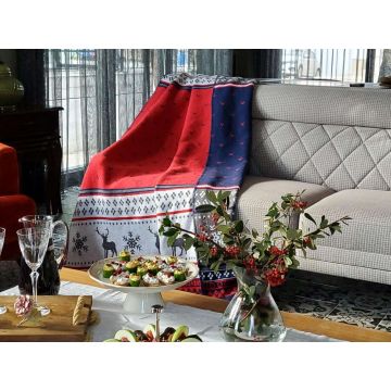 Patura Single, L'essentiel Maison, Carmelo, 60% bumbac/30% acril/10% poliester, Gri/Alb