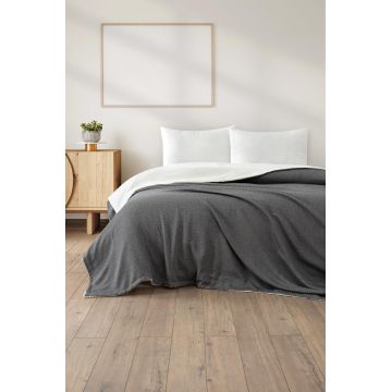 Patura Single, L'essentiel Maison, Likya, 50% bumbac / 50% poliester, Negru