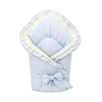 Paturica de infasat MimiNu cu volanase si dantela 75x75 cm Blue