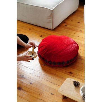 Perna de podea, Pelus, 51x51x18 cm, 75% RECYCLED POLYESTER/15% POLYESTER/10% COTTON, Rosu