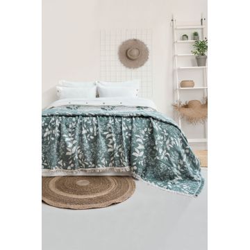 Set cuvertura de pat dubla 3 piese, L'essentiel Maison, Amore, Bumbac , Verde