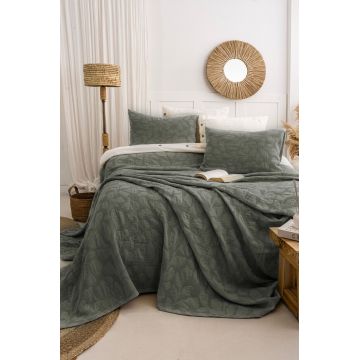 Set cuvertura de pat dubla 3 piese, L'essentiel Maison, Bambi, Bumbac, Verde