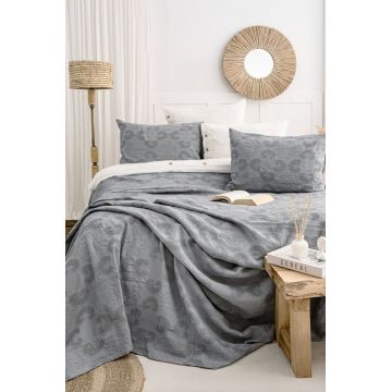 Set cuvertura de pat dubla 3 piese, L'essentiel Maison, Italo, Bumbac, Antracit