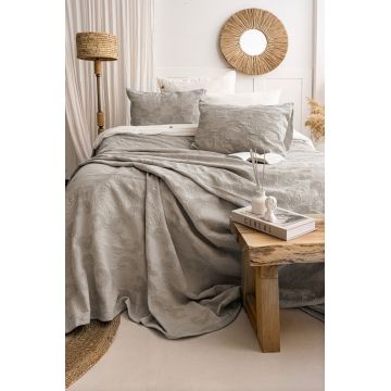 Set cuvertura de pat dubla 3 piese, L'essentiel Maison, Italo, Bumbac, Bej