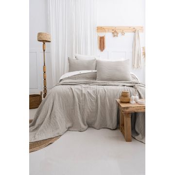 Set cuvertura de pat dubla 3 piese, L'essentiel Maison, Janna, Bumbac, Bej