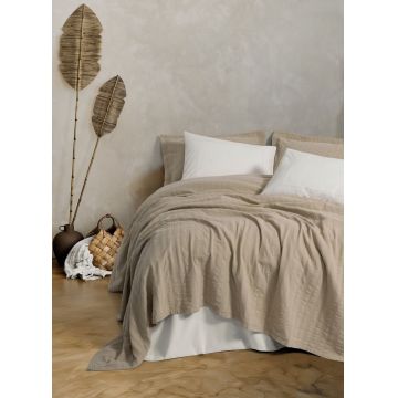 Set cuvertura pique dubla, L'essentiel Maison, Vilo, Bumbac, Bej