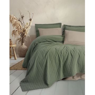 Set cuvertura pique dubla, L'essentiel Maison, Vilo, Bumbac, Verde