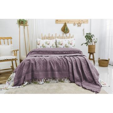 Set cuvertura pique dubla, L'essentiel Maison, Viola, Bumbac, Mov