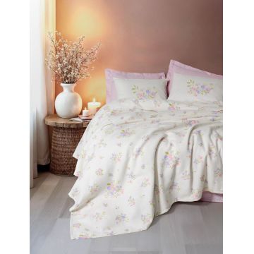 Set cuvertura pique Single, L'essentiel Maison, Petal, Bumbac, Roz