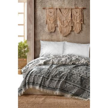 Cuvertură de pat double, Antracit, 240x220 cm