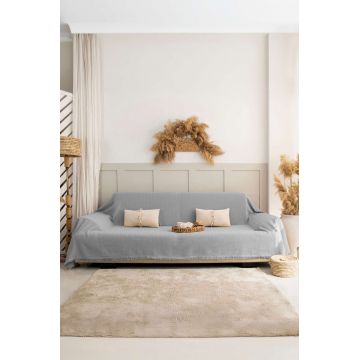 Cuvertura de pat, L'essentiel Maison, Rio, Bumbac reciclat, Gri deschis