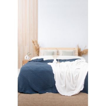 Cuvertura matlasata dubla, L'essentiel Maison, Joanna, Bumbac, Albastru inchis