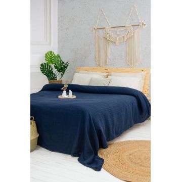 Cuvertura matlasata dubla, L'essentiel Maison, Marla, Bumbac reciclat, Albastru inchis