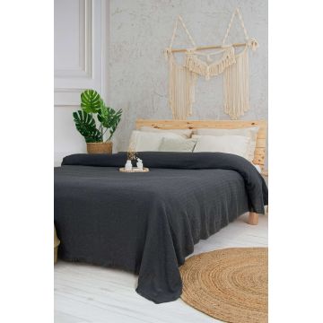 Cuvertura matlasata dubla, L'essentiel Maison, Marla, Bumbac reciclat, Antracit