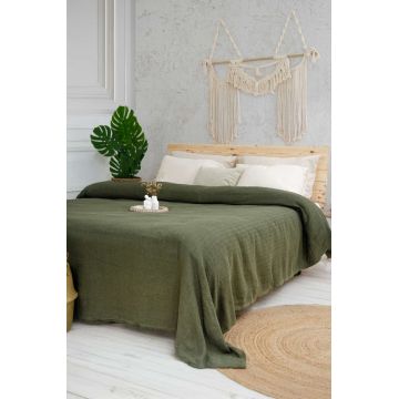 Cuvertura matlasata dubla, L'essentiel Maison, Marla, Bumbac reciclat, Kaki