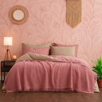 Cuvertura matlasata dubla, L'essentiel Maison, Muslin, Bumbac , Roz