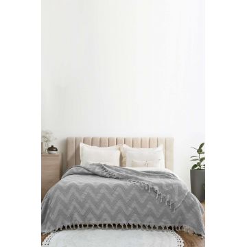 Cuvertura matlasata dubla, L'essentiel Maison, Naomi, Bumbac reciclat, Gri deschis