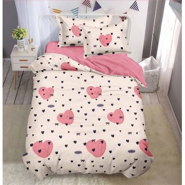 Lenjerie 1 Persoana cu elastic 140x200 Heart Spot (Finet)