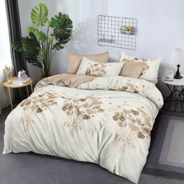 Lenjerie 6 Piese cu Elastic 180x200, Alabaster