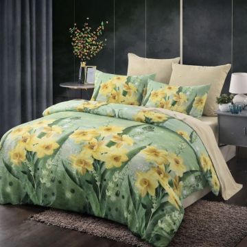 Lenjerie cu Elastic 180x200 cm, Flower Pot 6 Piese (Finet)