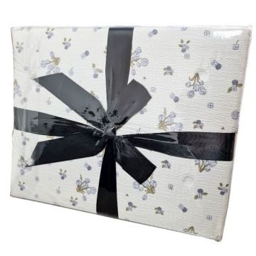 Lenjerie cu elastic 180x200 Creponata Flowers V11 6 Piese (Finet)