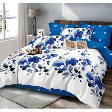 Lenjerie cu Elastic 180x200 Oceanic Garden (Bumbac Satinat)