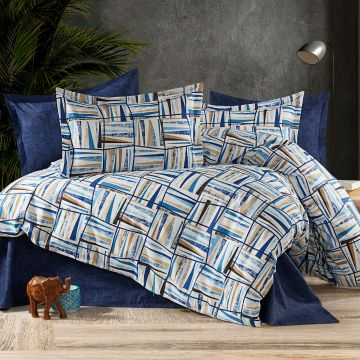 Lenjerie de pat 4 piese, Bumbac Ranforce, cearceaf pat clasic, cearceaf pilota 200x230, 2 fete perna 50x70, 2 fete perna 70x70, RNFN 251